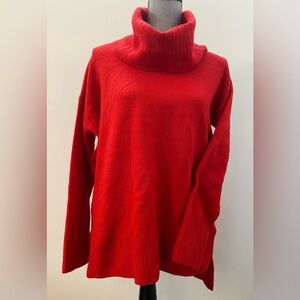 100% Merino Wool Women’s Turtle Neck Sweater Red Size Medium